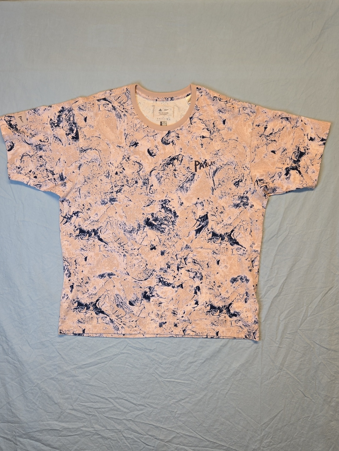 Adidas Parley For The Oceans Pink Marbled Crewneck Organic Cotton T Shirt